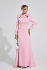 shirley Light Pink rhinestone cutout Mermaid Maxi Dress
