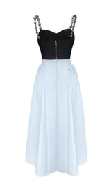 SPANDEX STITCHING MINIMALIST DRESS IN BLACK AND BLUE