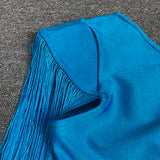 ASYMMETRIC TASSEL BANDAGE DRESS