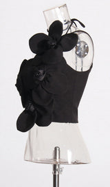 WHITE ANDIA FLOWER EMBELLISHED CROP TOP