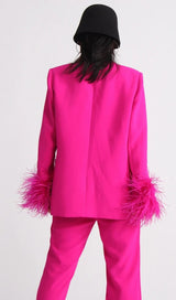 RHINESTONE FEATHER BLAZER IN PINK