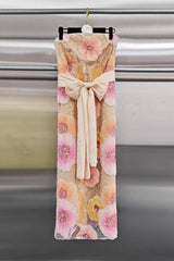 Strapless Flower Sequin Embellished Midi Dress