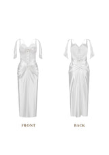 alexandra satin Corset Dress in white