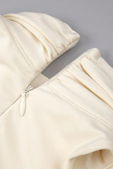 stephanie Cutout Waist halter Maxi Dress in beige