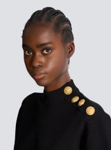 roberta long sleeve flared knit mini dress in black