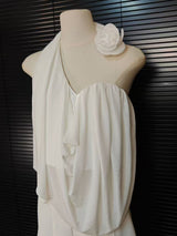 Meeri White Halter Drape Top & Wide-Leg Pants Set
