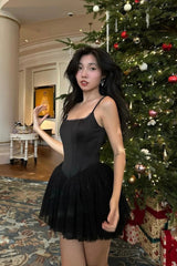 celeste lace bowknot backless mini dress in black