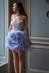 georgia Appliquéd organza lavender mini dress