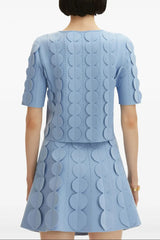 blue geometric circle pattern cardigan skirt two-piece set