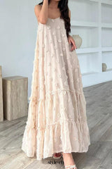 annabelle Jacquard strap maxi dress in apricot