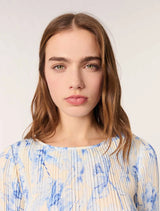 josephine Patterned pleated mini dress in blue