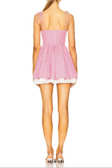 joyce grid strap mini dress in pink