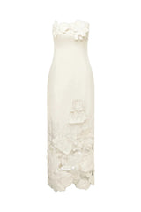 louise Appliqué Bustier Maxi Dress in white