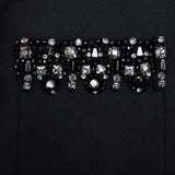 maggie Black Taffeta Embellished Trim Mini Dress