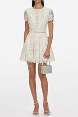 quintina Cream Floral Lace Mini Dress
