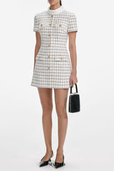 salome Check Boucle Mini Dress