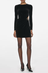 yvette black Velvet Embellished Mini Dress