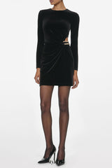 yvette black Velvet Embellished Mini Dress