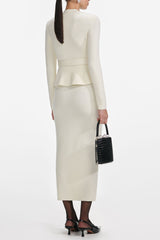 harriet Cream Wool Peplum Knit Midi Dress