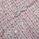 aditi Pink Boucle Chiffon Midi Dress