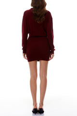 nancy Rhinestone embellished bodycon jersey mini dress in red