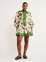 lauren floral print long sleeve Mini Dress in green