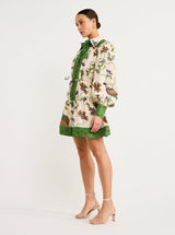lauren floral print long sleeve Mini Dress in green