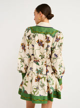 lauren floral print long sleeve Mini Dress in green