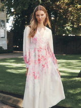 virginia floral Printed Midi Dress in pink