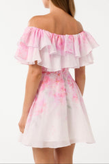 Ellie floral print Ruffle Mini dress in pink