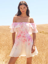 Ellie floral print Ruffle Mini dress in pink