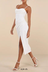 White Bustier Tulip Midi Dress