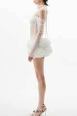 helen Lace Floral Appliqué Two Piece Set in White