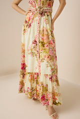 multicolor embroidery print maxi shirt dress