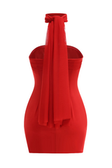 Asat Strapless Wrap Mini Dress - Red