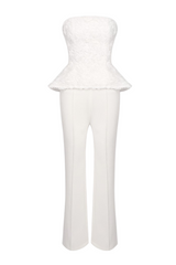 georgia 3d flower top pants set in white