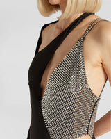ASYMMETRIC CRYSTAL-EMBELLISHED DRESS