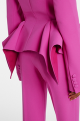 Audith Ruffled Blazer Two Piece Set - Pink