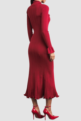 Austio Pearl Trim Knit Midi Dress