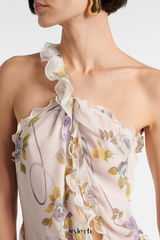 Azriel Floral Print One Shoulder Maxi Dress
