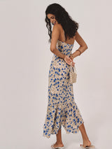 lesley blue Floral Print Knotted Irregular Hem maxi Dress
