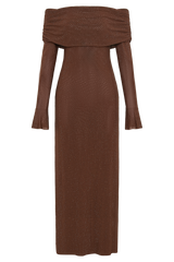 denise Off Shoulder sequin Maxi Dress - Chocolate