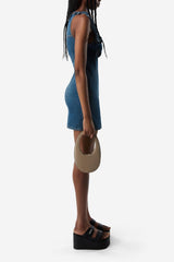 Balto Flower Asymmetric Denim Mini Dress