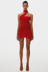 Cabau Chiffon Wrap Around Top - Red