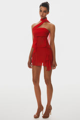 Cabau Chiffon Wrap Around Top - Red