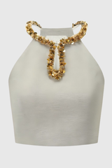 evangeline Sequin Top in apricot