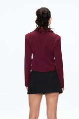 ashley Flower Plunge Blazer in burgundy