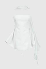 Calwa Scarf Strapless Flare Mini Dress