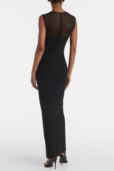 Carmina Mesh Paneled Maxi Bandage Dress in Black