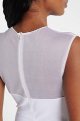 Carmina Mesh Paneled Maxi Bandage Dress in White